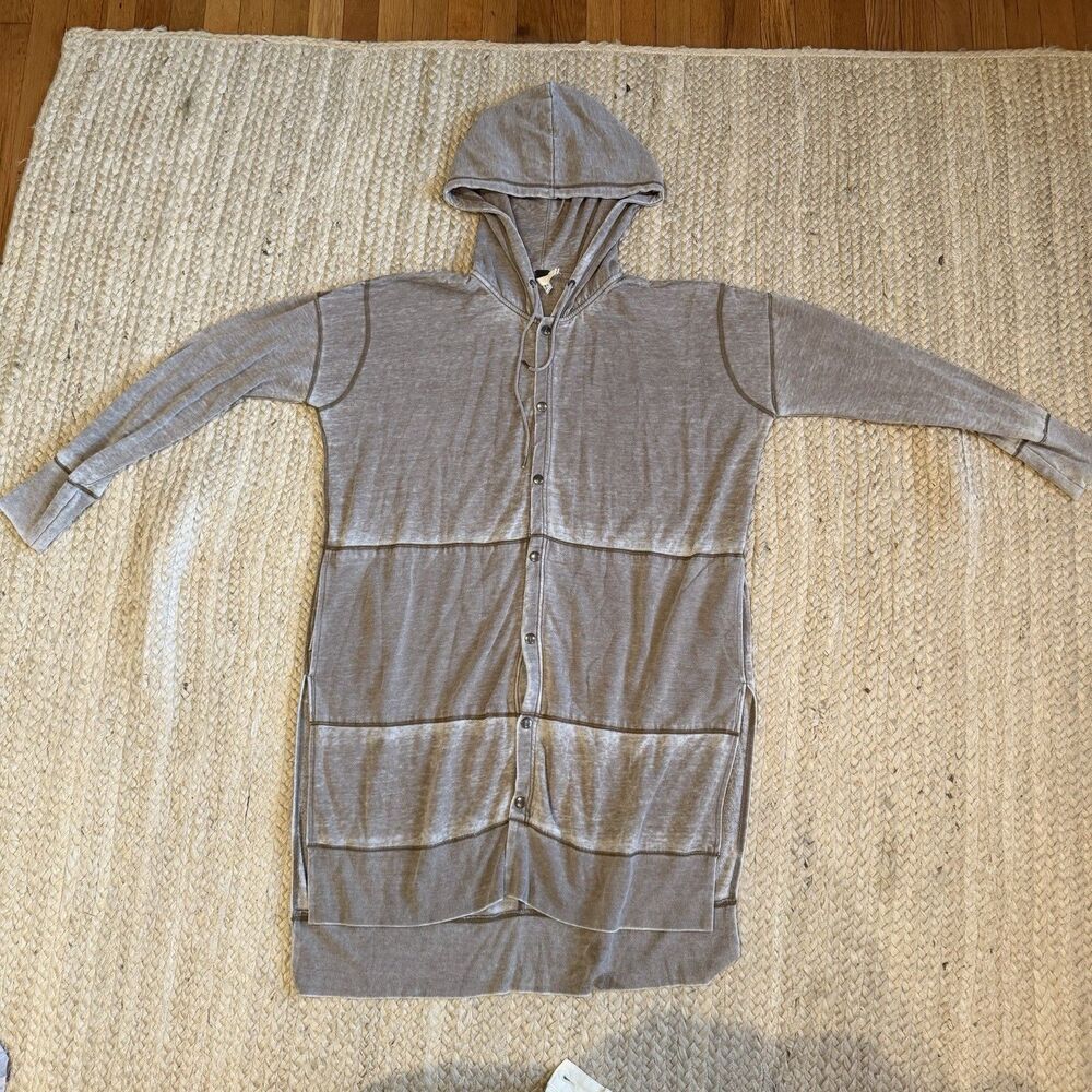 WE THE FREE button up long hoodie sweatshirt burnout dress Large boho grunge